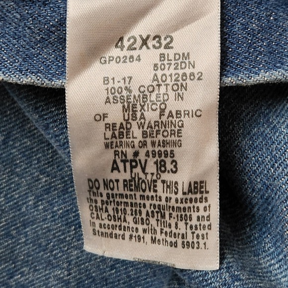 Westex Indura Flame Resistant CAT2 FR Jeans Mens 42x32 Blue Denim Work Pants - Picture 7 of 13